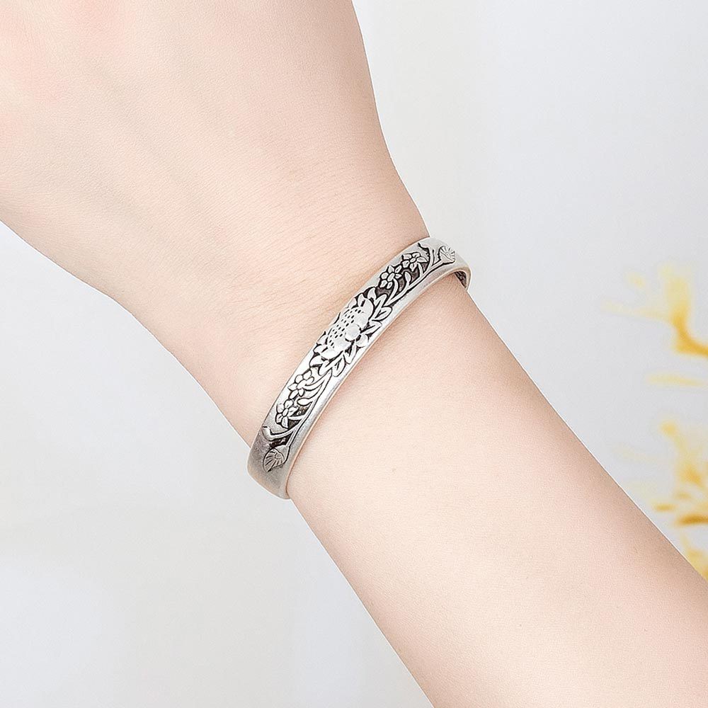 925 Sterling Silver Gelang untuk Wanita Kitab Suci Vintage Thai Perhiasan Perak