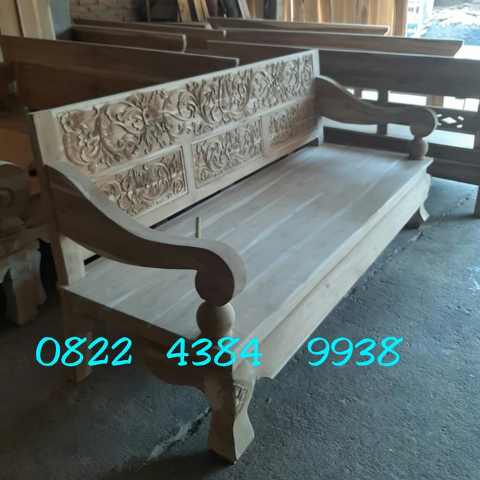 Kursi Bangku Teras Ukiran Jati jepara Lincak Risban Bale Bale Antik