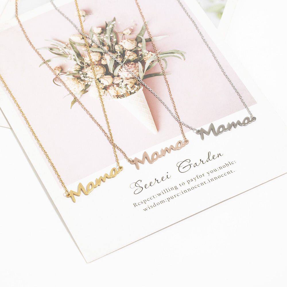 Kalung Choker Liontin Tulisan Mama Untuk Hadiah Hari Ibu