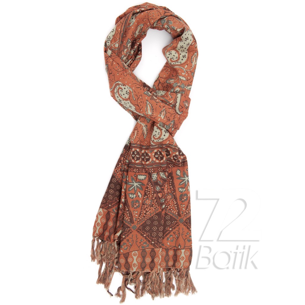 SYAL BATIK SCARFT PREMIUM WARNA ORANGE ORANYE OREN 727996 CAP 72