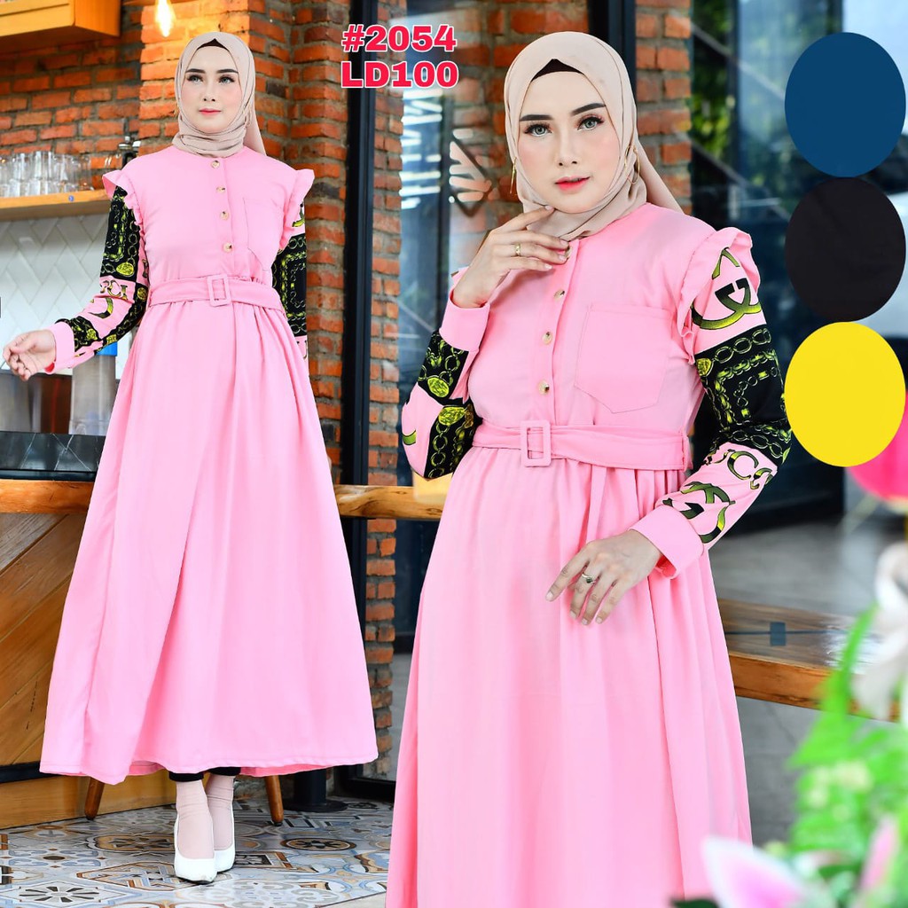Gamis polos kombinasi