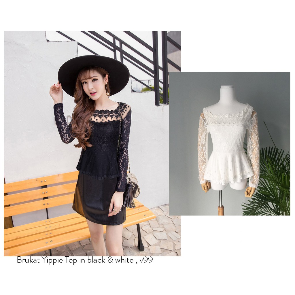 Baju atasan cewek blouse model baru berkualitas brukat yippie top 2 warna