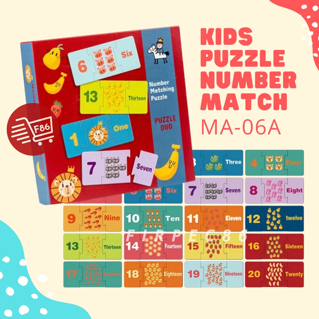 Mainan Edukasi Anak Puzzle Duo Number Matching Logical Matching Letter