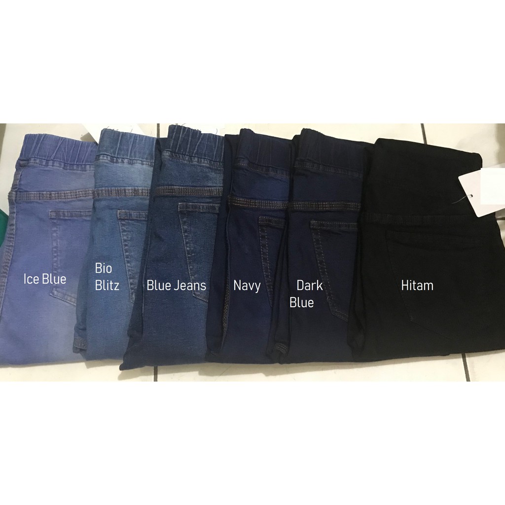 HOPYLOVY - Celana Jeans Pinggang Karet / Legging Jeans Wanita Size Besar / Jegging Jumbo