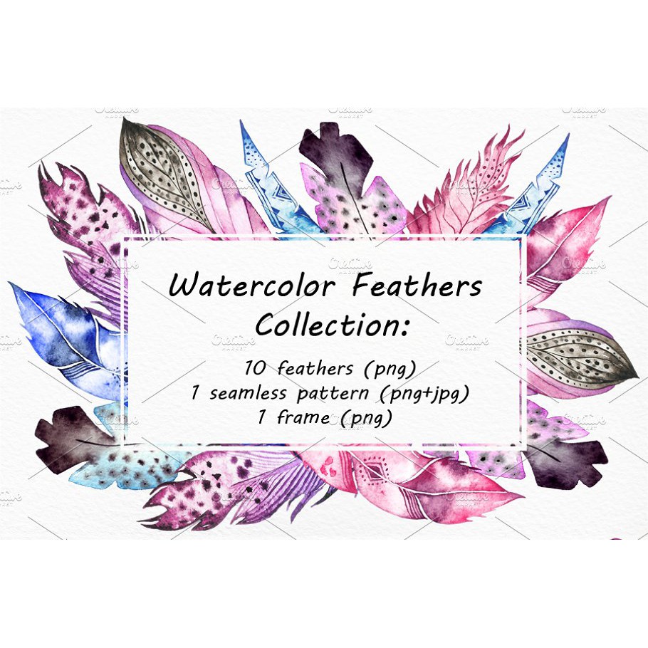 Watercolor Feathers Clipart - JPEG Ultra HD