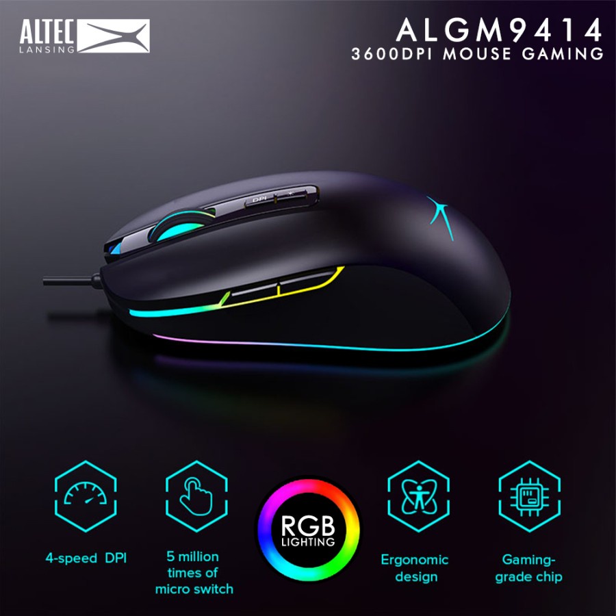 Mouse Gaming Altec Lansing ALGM-9414 RGB Colorlights 3600DPI