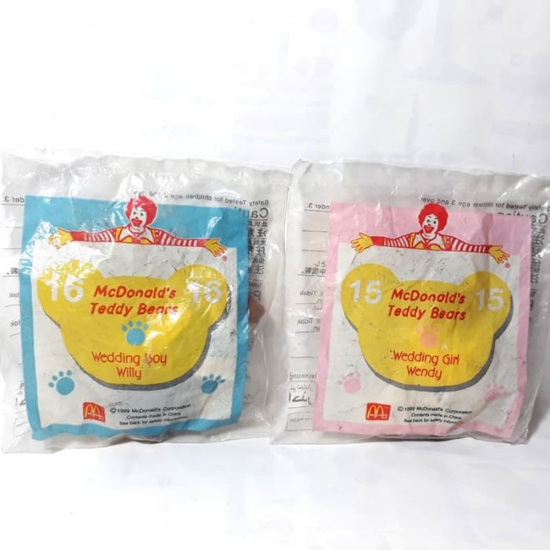 Boneka Teddy Bear Wedding Happy Meal Mcd Doll Beruang Couple Bears Toy