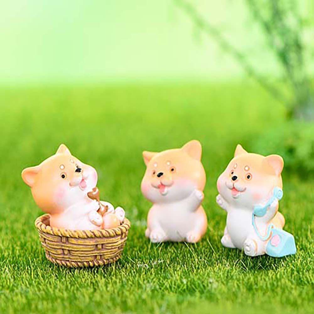 Agustina Miniatur Anjing Lucu Resin Hadiah DIY Dekorasi Rumah Taman Peri Hiasan Kue