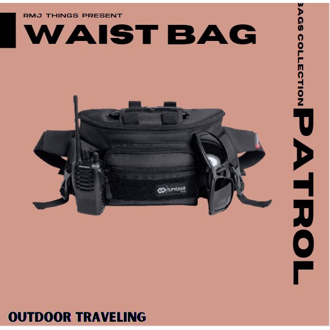 Tas Slempang Cowok Distro Terbaru Keren Selempang Waistbag Kerja Ear Phone Waist Bag Polisi Simple P