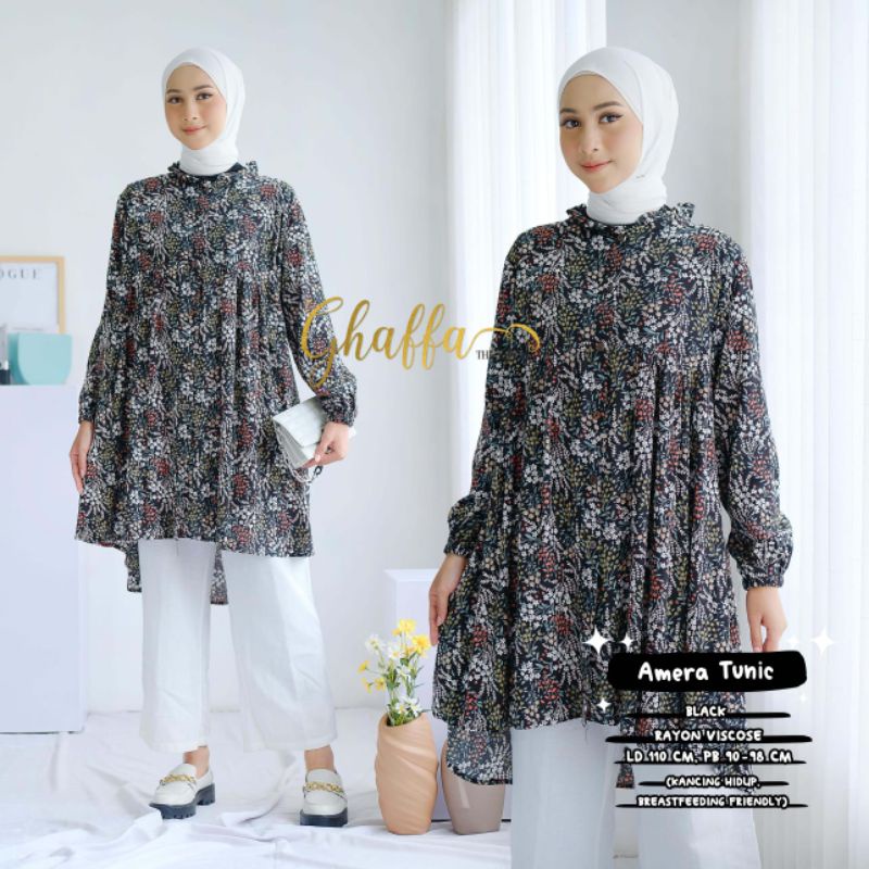 AMERA TUNIK BY GHAFFA THE LABEL (TUNIK MOTIF) Tunik muslimah modern rekomended