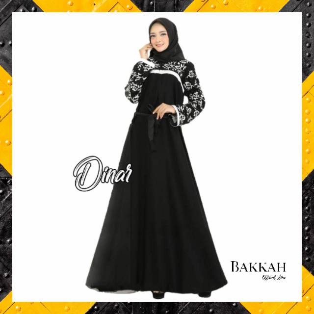 ABAYA GAMIS HITAM BORDIR CANTIK JUMBO - DINAR BAKKAH