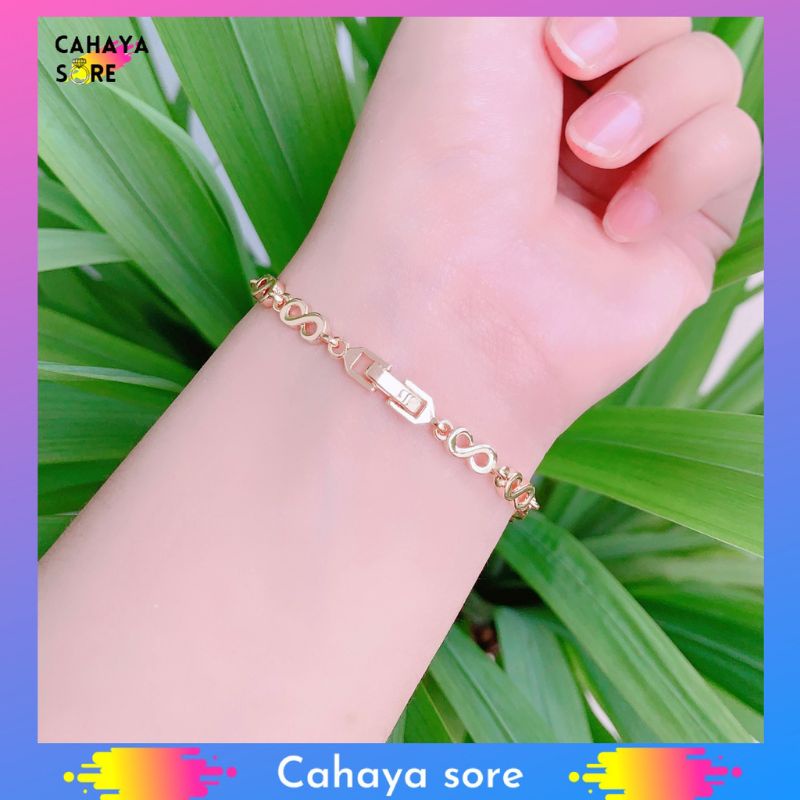 GELANG RANTAI WANITA ANTI LUNTUR / GELANG TANGAN TITANIUM LAPIS EMAS 24K ANTI KARAT