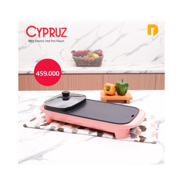 Cypruz BBQ Electric Hot Pot Combinasi 2 in 1 BBQ Grill dan Hot Pot