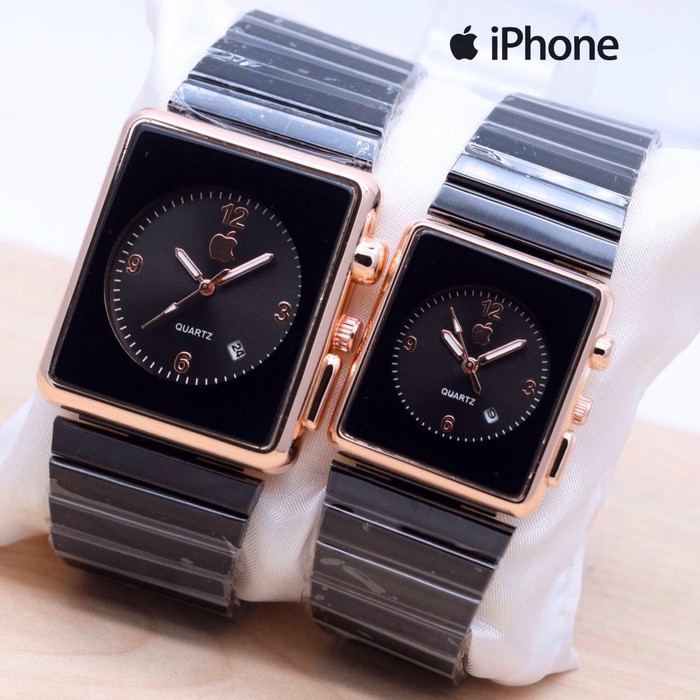 JAM TANGAN  COUPLE APPLE WATCH TOUCH RANTAI IPHONE TANGGAL AP008 BLACK ROSE GOLD