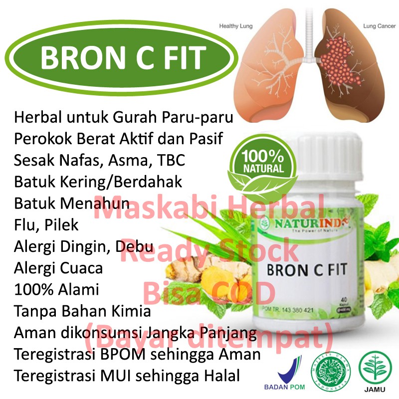Gurah Obat Herbal Pereda Sesak Nafas Dahak Kapsul Gurah Herbal Memperbagus Suara Hebal Alami Asli-Bron C Fit