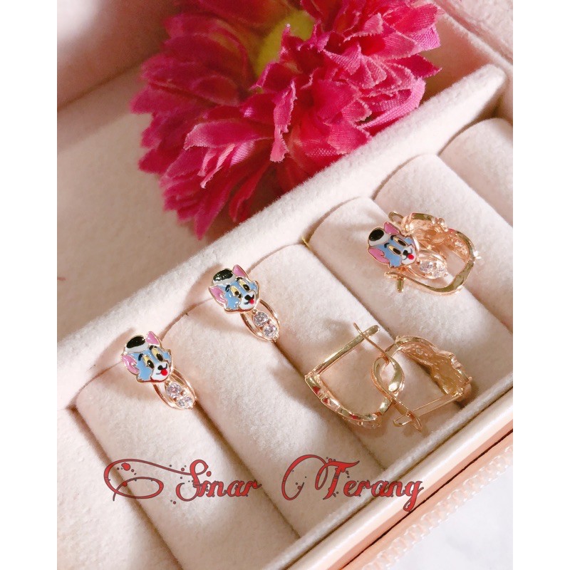 anting jepit anak karakter warna kadar 375