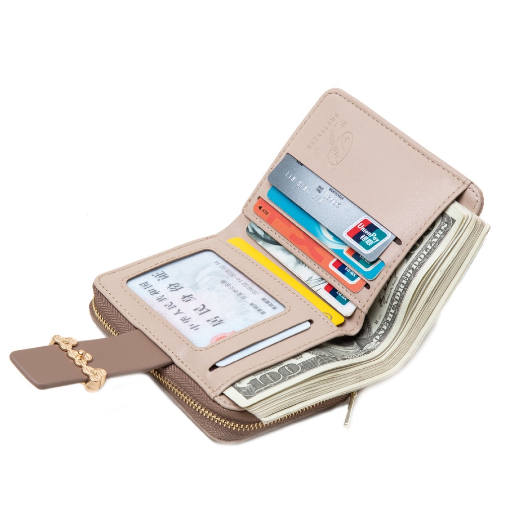 DOMPET LIPAT PRETTYZYS WANITA IMPORT ORIGINAL KULIT COKLAT DUERENA WA539B7 KARTU MINI PENDEK SIMPLE LUCU PREMIUM KOREA REMAJA KEKINIAN CEWEK FASHION MURAH