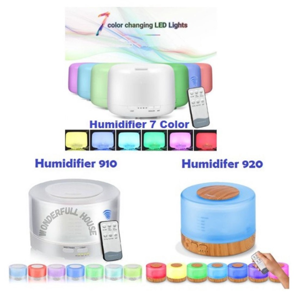 Humidifier Aromatherapy Diffuser Model Kayu 500ml 7 Color LED Light Aromatherapy