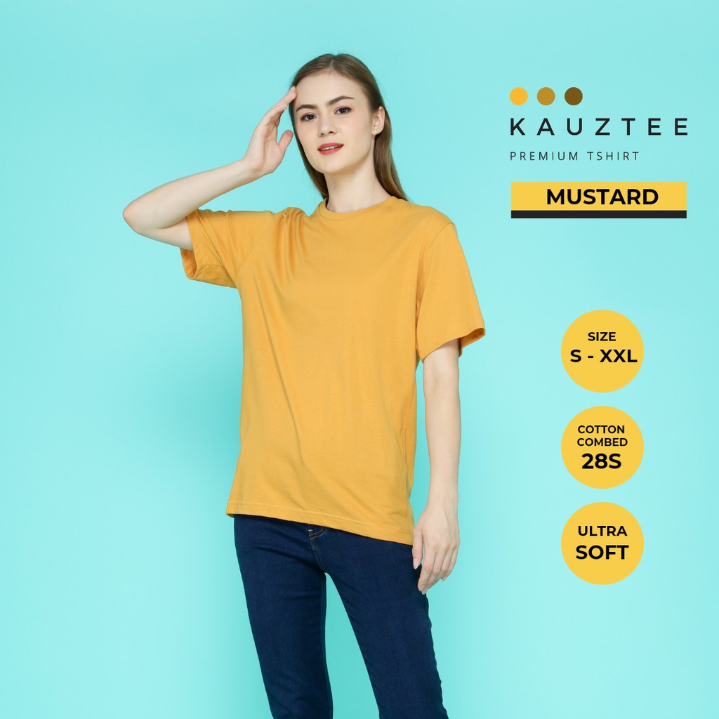 Kaos Tshirt Polos KAUZTEE Premium Tshirt Unisex 100% Cotton Combed 28s - Mustard