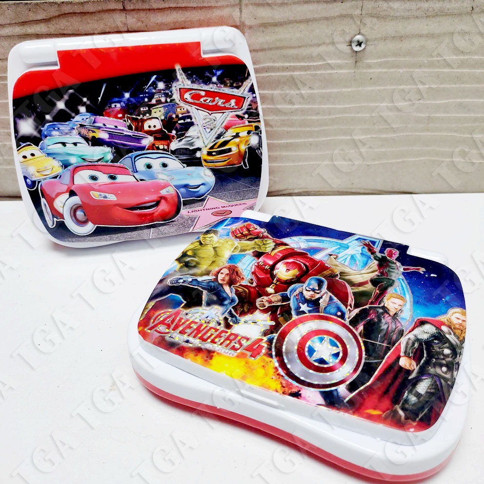 Laptop Mini 2 &amp; 4 Bahasa Karakter Princess Hello Kitty Transformers Thomase Ben 10 Fairy Peri Cars Avenger