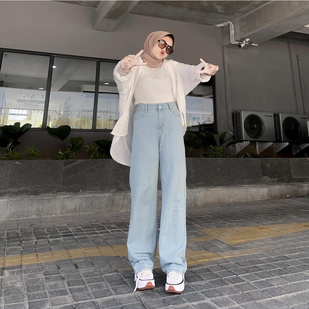 Ayunalabel Highwaist Kulot Loose Jeans Wanita Kekinian