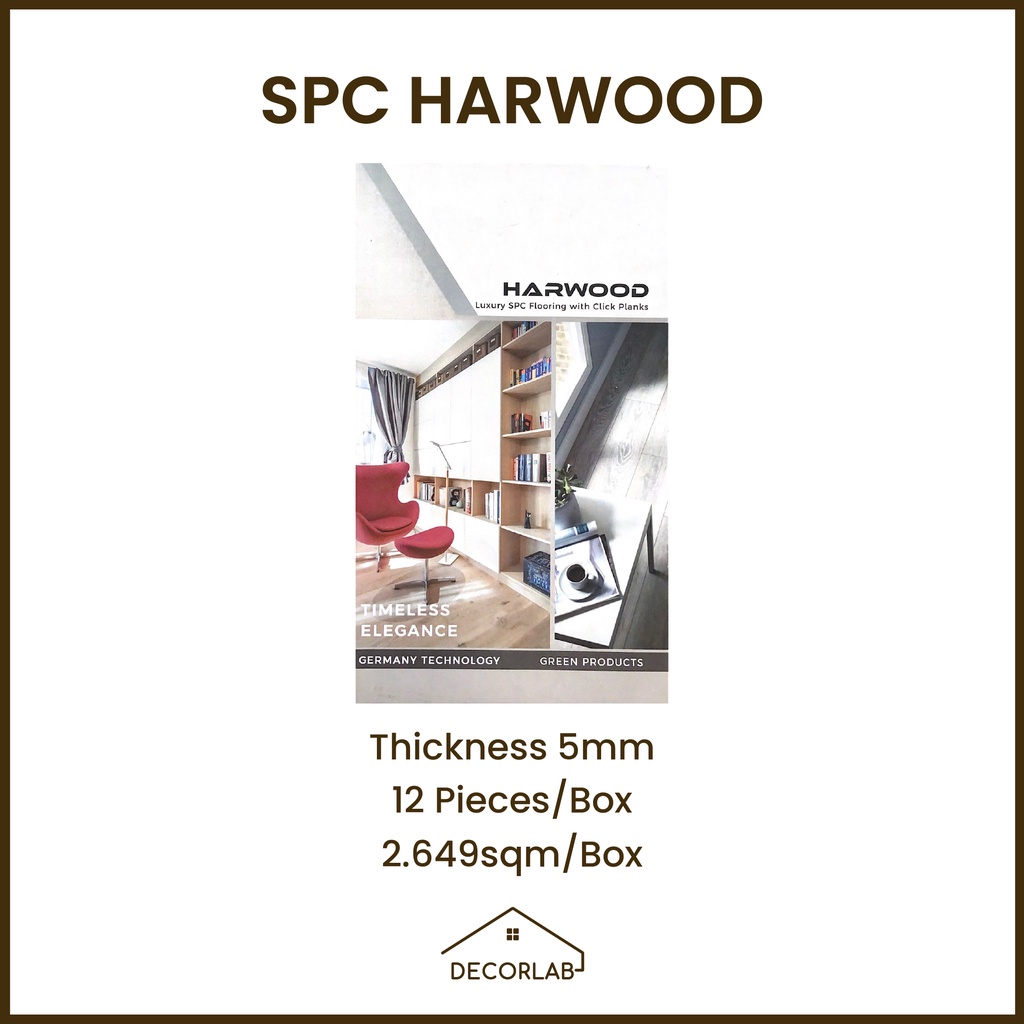 HARWOOD SPC Flooring 5mm - SPC Flooring - SPC Lantai - Click System Flooring - Vinyl Tile