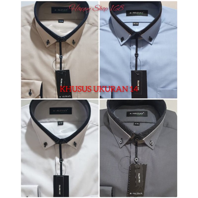 Kemeja Alisan Slimfit Warna khusus XS -14 Lengan Panjang