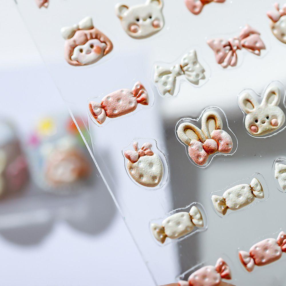 Mxbeauty Kartun Stiker Kuku Wanita Lucu Hewan Kelinci Panda Perekat Diri DIY Nail Art Dekorasi