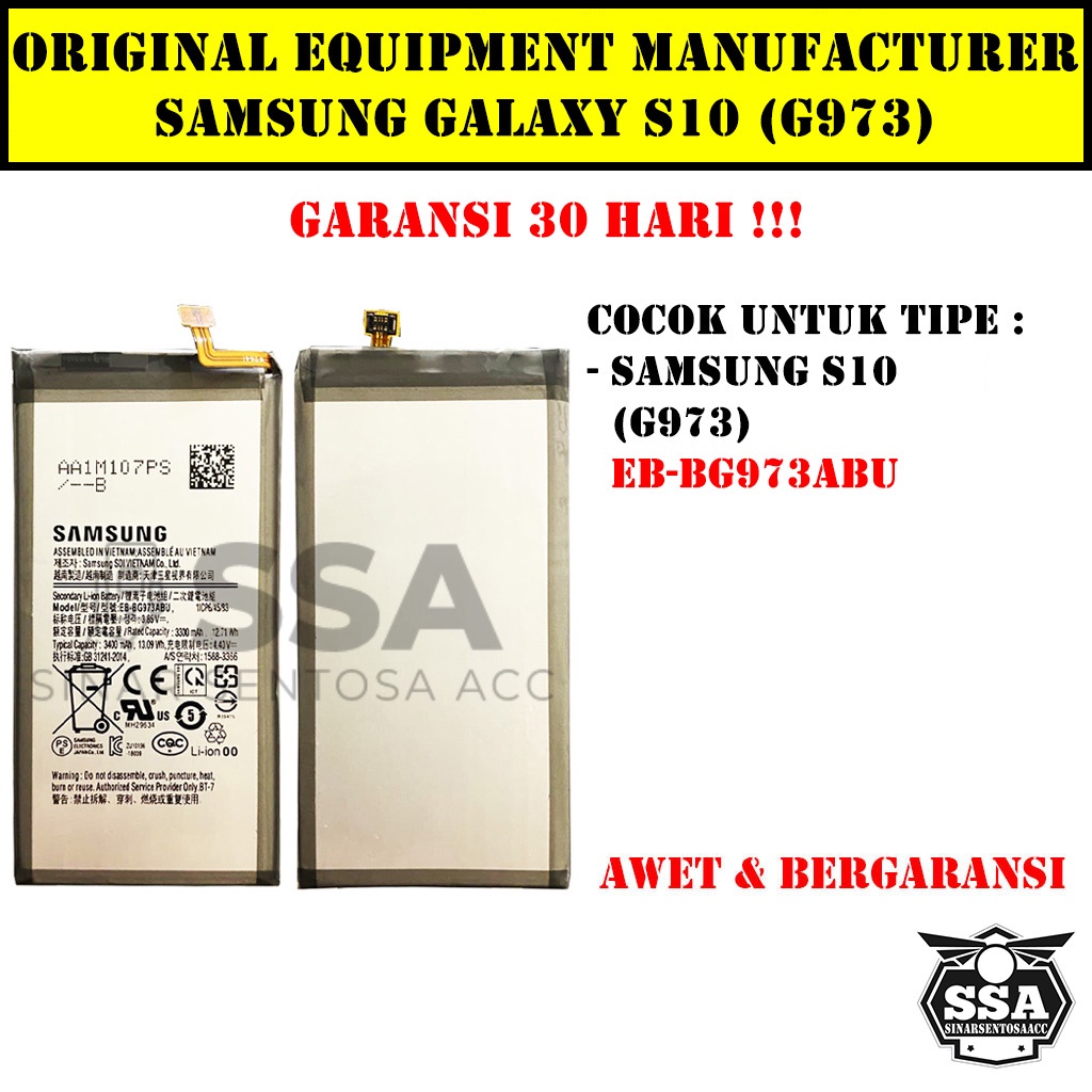 Baterai Original OEM Samsung Galaxy S10 G973 EB-BG973ABU BG973ABU EBBG973ABU S 10 HP Ori Battery Batrai Batre Batu Batere GARANSI AWET MURAH