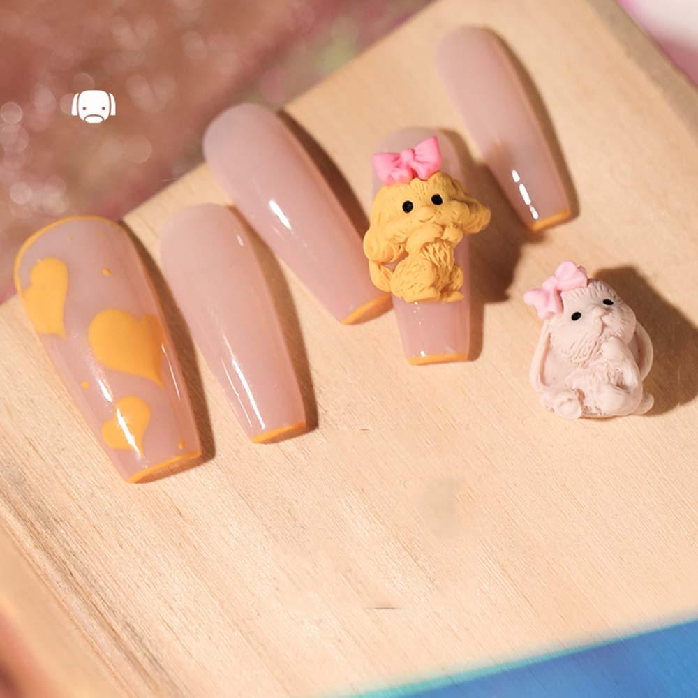 AUGUSTINA Agustina Dekorasi Nail Art 3D Lucu Indah Manicure Aksesoris Bear Desain Hewan DIY Nail Art