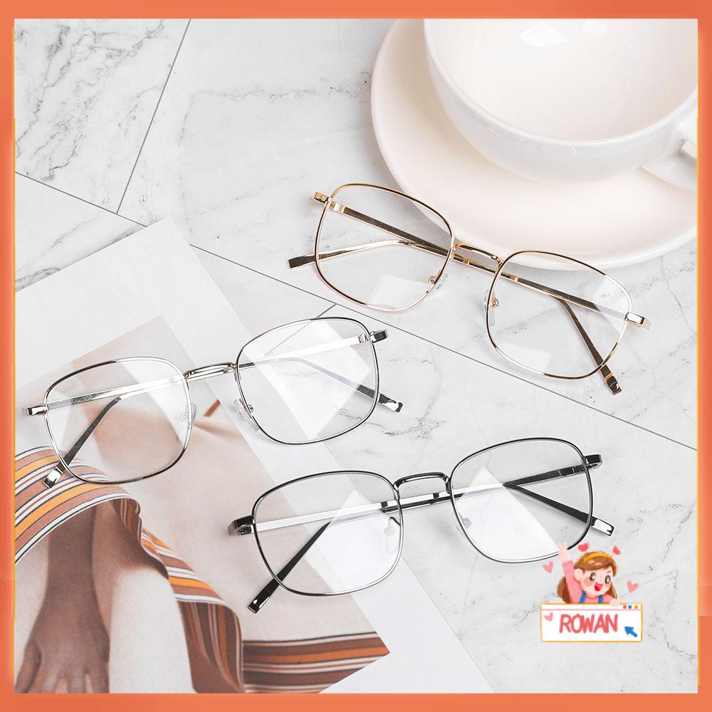 ❈Rowan ROWAN ROWAN❈ Kacamata Optik Bingkai Persegi Portabel Bahan Logam Warna-Warni Gaya Vintage Untuk Pria Dan Wanita