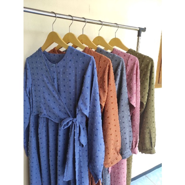 Gamis crinkle cey uragiri two tone motif hati - MAYRA DRESS