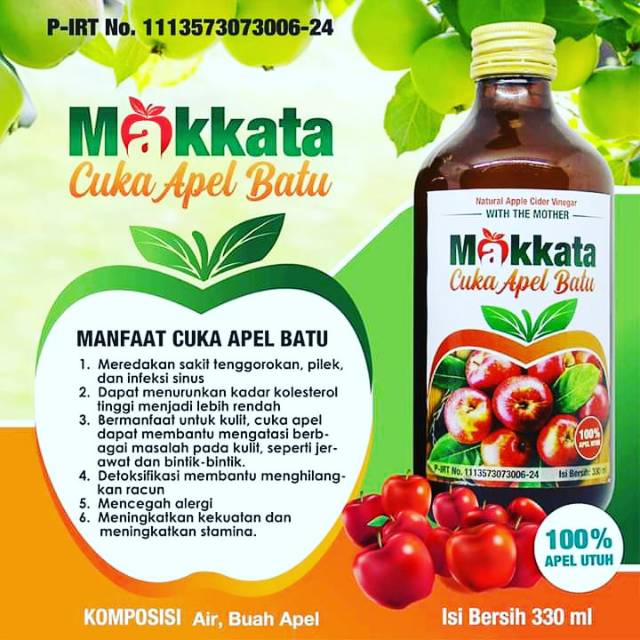 

Cuka Apel Batu Makkata With The Mother 330ml - Natural Apple Cider Vinegar