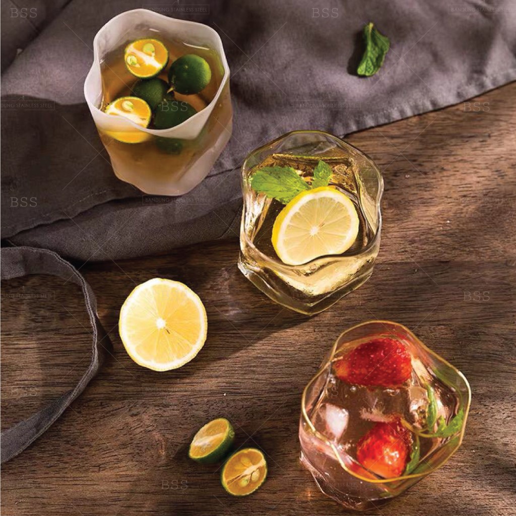 Gelas Kaca 250ml Aesthetic Mojito Cocktail Kopi Teh Jus Nordic Abstract Drinking Glass Cantik Unik
