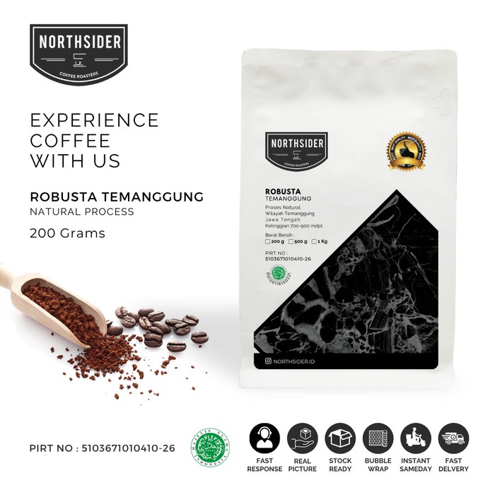 

kopi-biji- biji kopi robusta fine temanggung natural -200gr northsider coffee - biji kopi -biji-