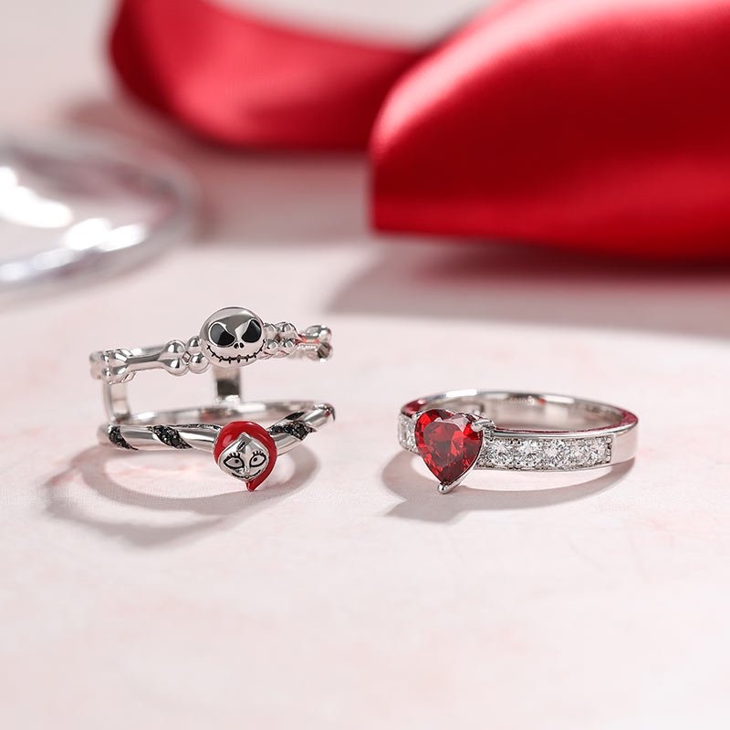 Hot selling Halloween pumpkin funny heart-shaped red zircon ring