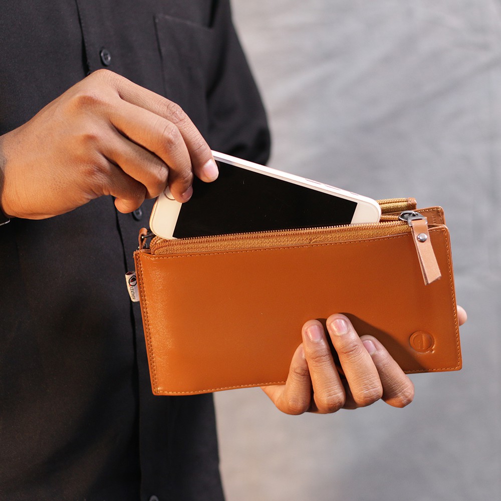 DOMPET KARTU PANJANG 17 SLOT KARTU DENGAN BAHAN KULIT SAPI ASLI PREMIUM 100% ORIGINAL QI LEATHER DKP