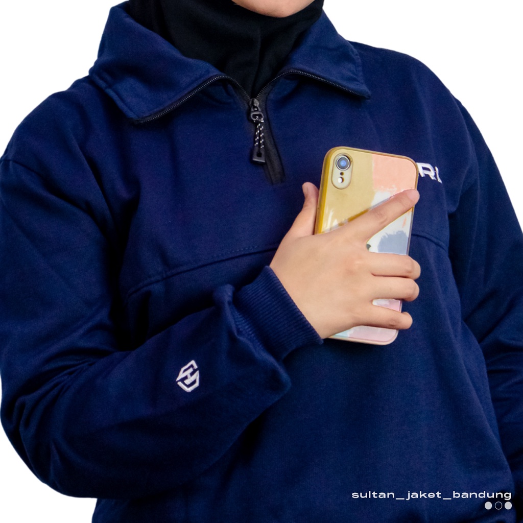 Holyrider Turtleneck Zipper  Mustard Blue Nevy II Sweater kerah tinggi trendy