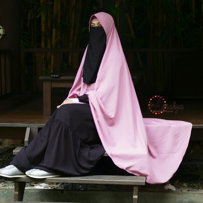 Jilbab Khimar, Jilbab Kimar khimar Jumbo set cadar pet antem original hijabarrahya - Navy Murah