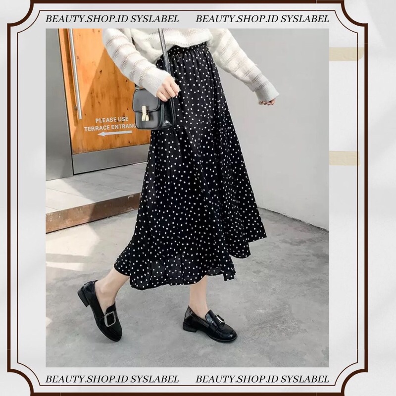 [COD] Ayana Skirt Polka - Rok Panjang Polka Dot Korea - Rok Wanita