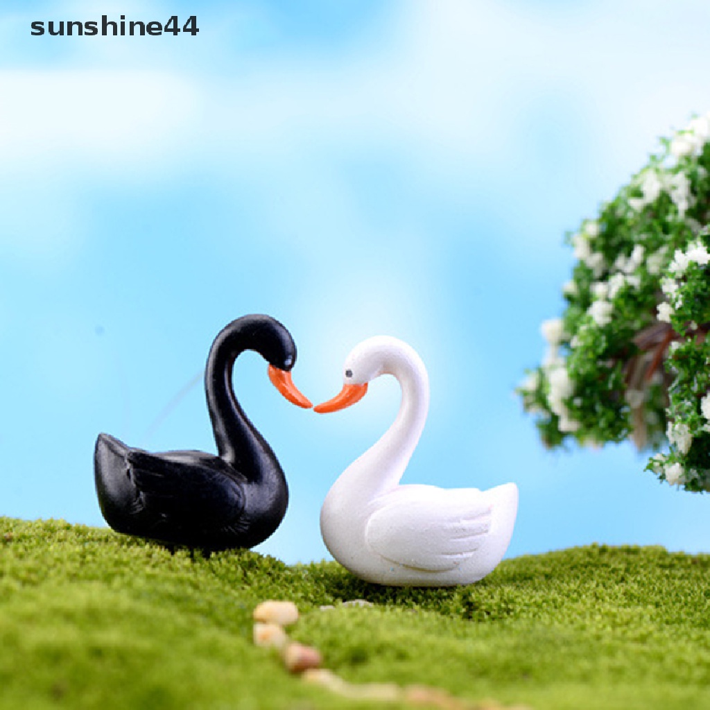 Sunshine Miniatur Angsa Warna Hitam / Putih Untuk Dekorasi Taman