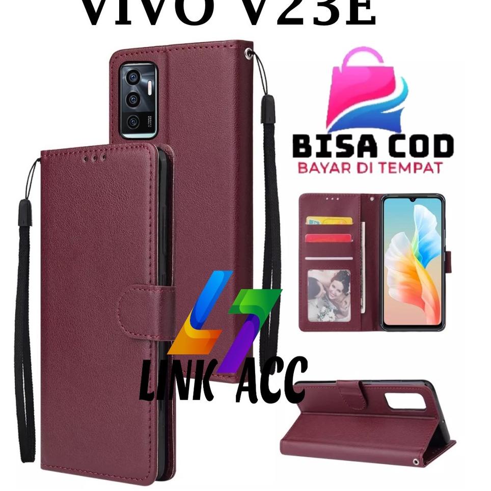 F0I3 VIVO V23E FLIP LEATHER CASE PUM-FLIP WALLET CASE KULIT UNTUK VIVO V23E - CASING DOMPET-FLIP  LE