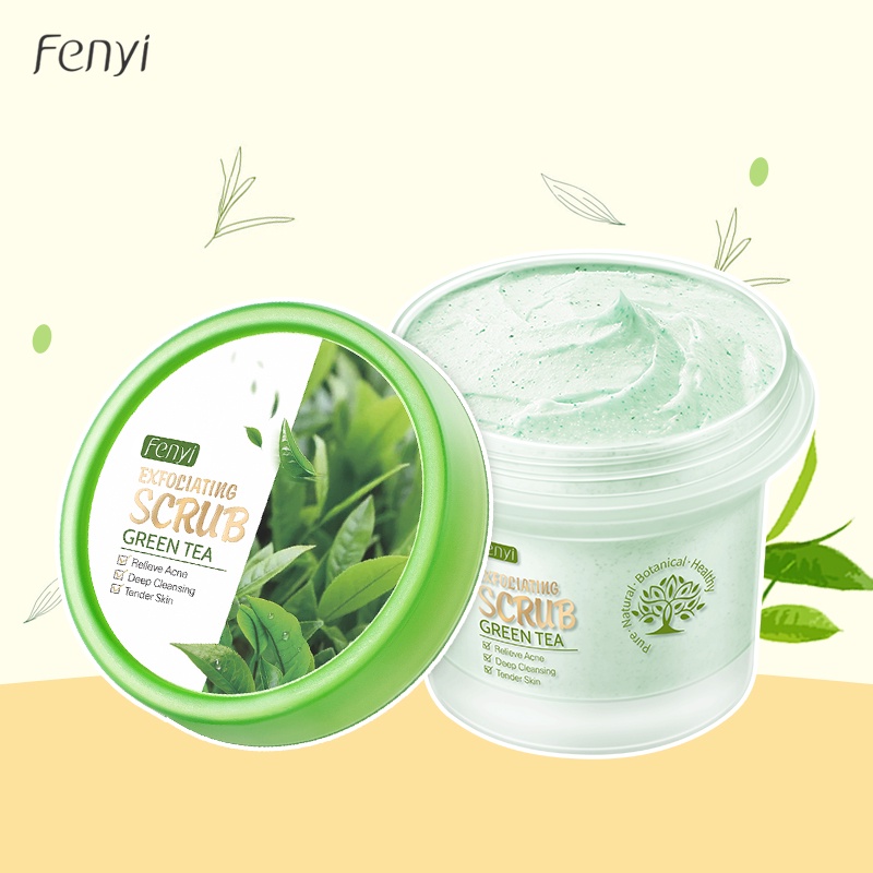 BPOM Fenyi Green Tea Scrub Wajah Pengelupasan Kulit Mati Menghaluskan Membersihkan Pori-pori Memutihkan 100g