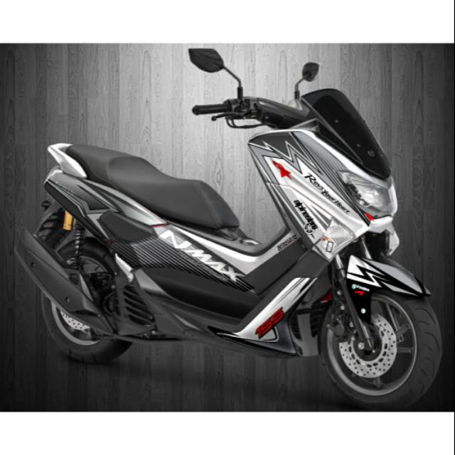 Sticker Decal motor Yamaha NMAX motif putih Abu-Abu