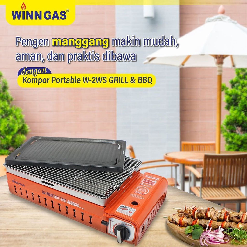 Winn Gas Kompor Portable Grill W2WS - 2 Fungsi / Paket Selang Regulator W88/W900