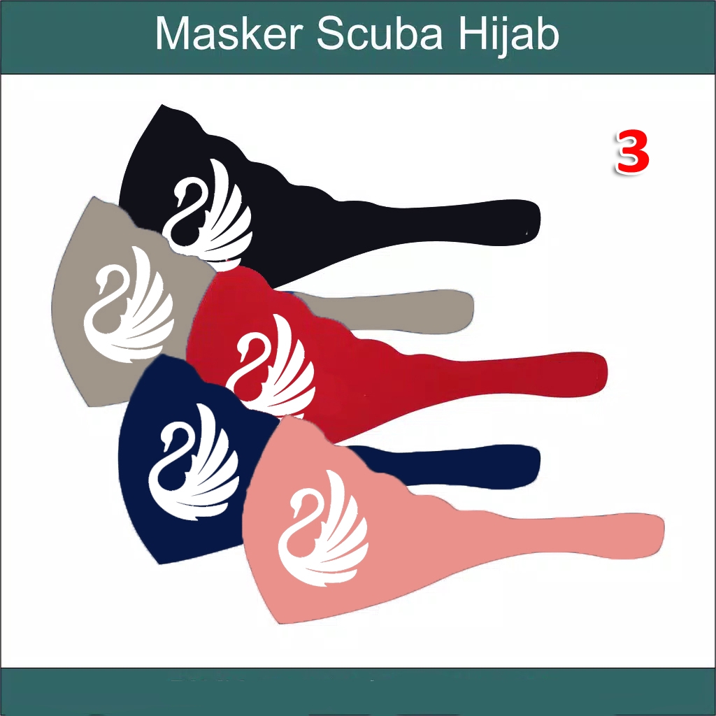 Masker Hijab motif 3 bahan scuba washable