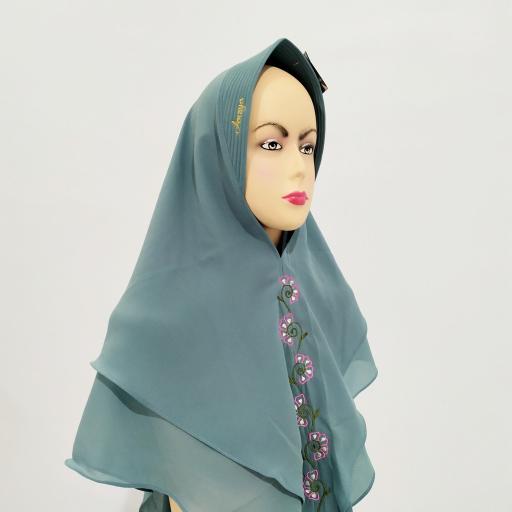 Hijab Instan Ceruti 2 Layer Bordir Bunga