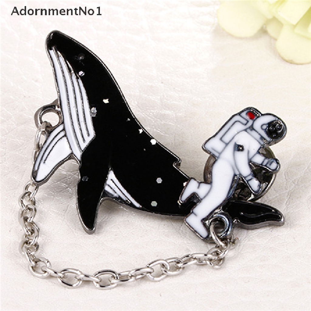 (AdornmentNo1) Bros / Pin Enamel Bentuk Astronot / Ikan Paus Kartun Untuk Aksesoris Wanita