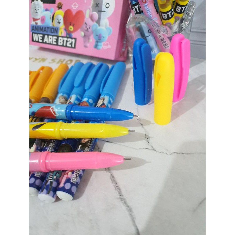 (12pc) pen gel BTS BT-21/GEL PEN BTS BT21/PEN BTS BT-21/bolpen gel BTS MURAH DUS-3