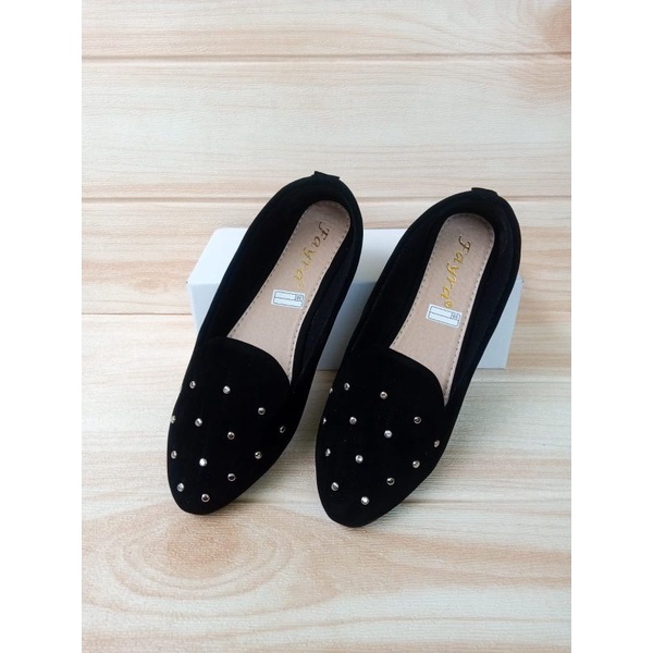 Sepatu Balet Wanita Terbaru Model Kenong Lidah Flatshoes Hitam Simple Flash Sale Bisa COD